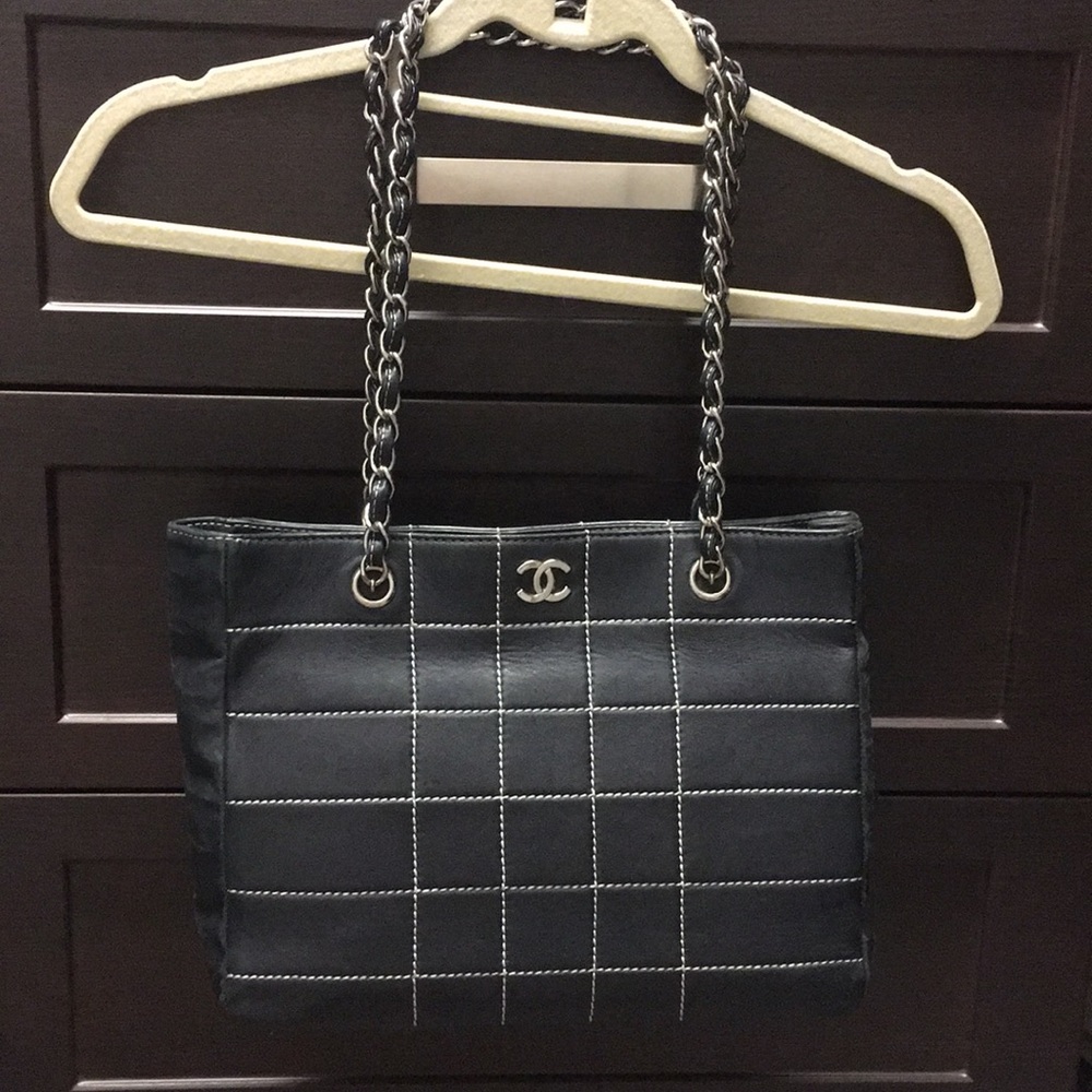 Authentic navy Chanel tote